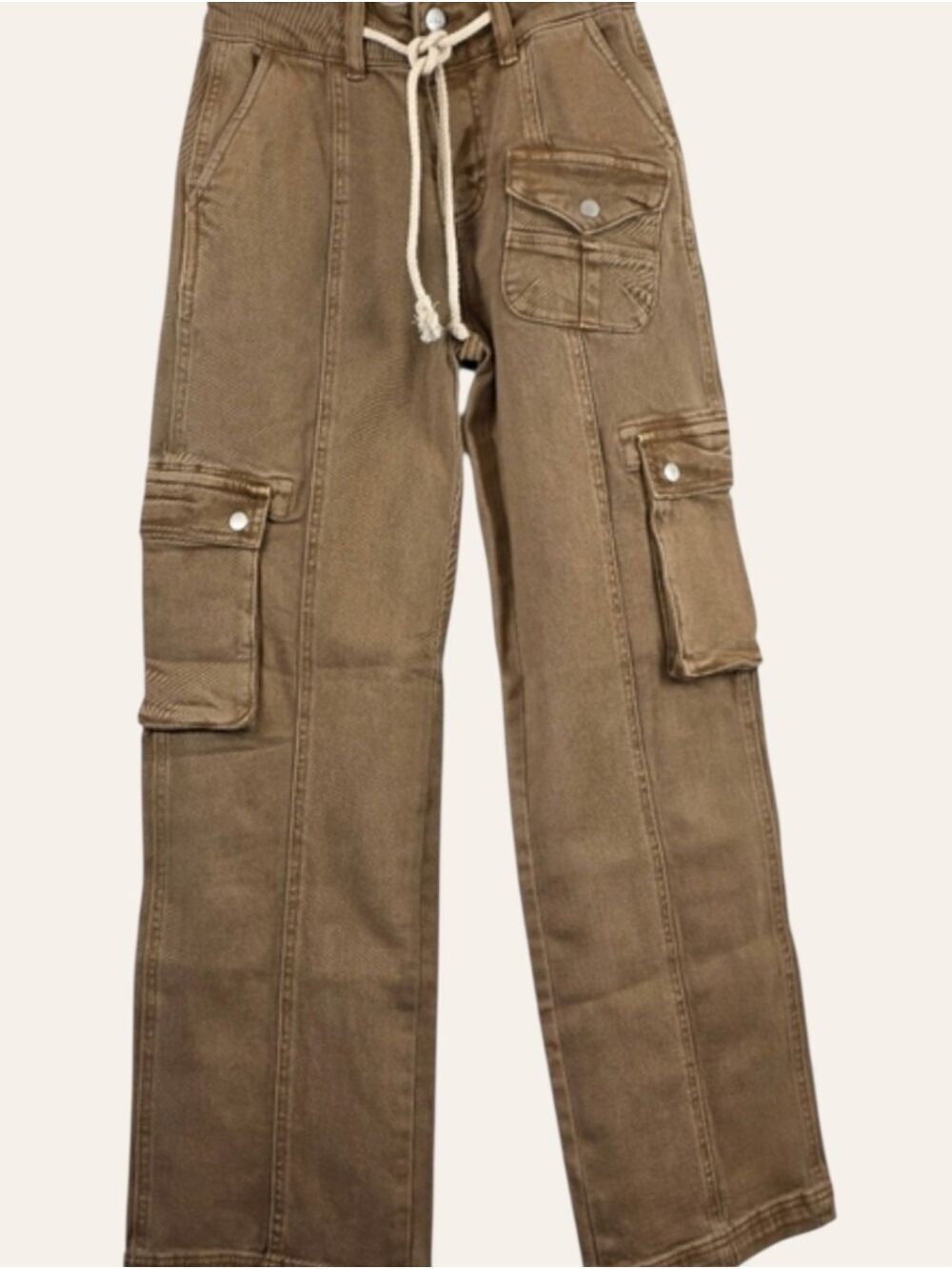 Risen Cocoa Cargo Straight Leg Jeans 1/25 NWT Western Luxe